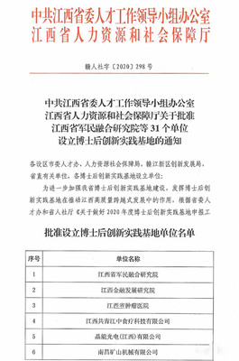 南昌礦機獲批設(shè)立省級博士后創(chuàng)新實踐基地